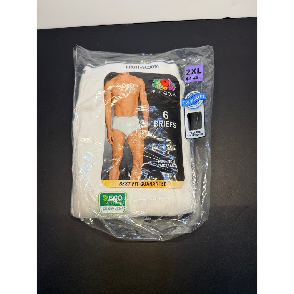 Fruit of the Loom Mens 3 Pack White EverSoft Cotton Briefs 2XL 44-46 Tag-Free